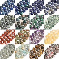14mm Love Heart Natural Stone Beads Lapis Lazuli Red Jasper Amethyst Rose Quartz Beads for Jewelry Making Diy Earring Necklace
