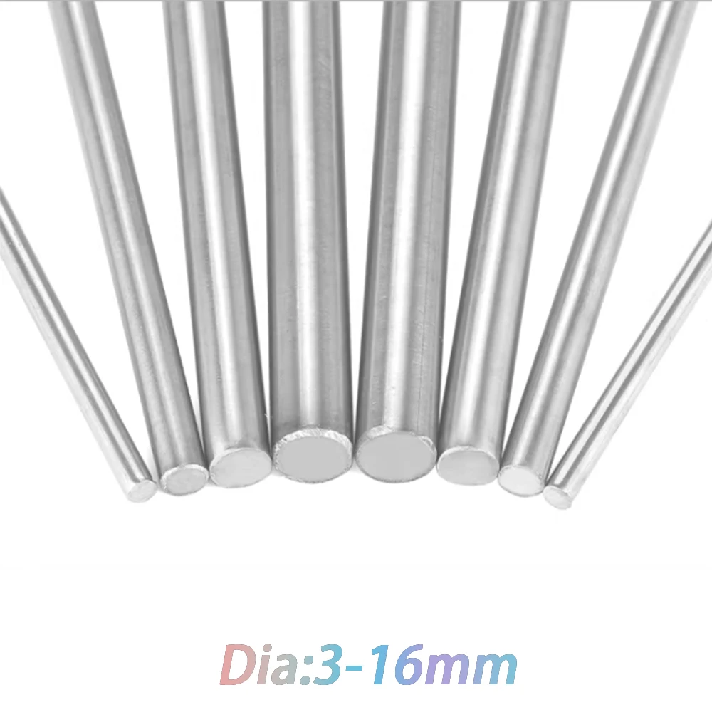 50/20/10/5/1Pcs 3mm~16mm Diameter 304 Stainless Steel Rod 250/330/500mm Solids Round Shaft Rod Bars for DIY Craft Model Tool