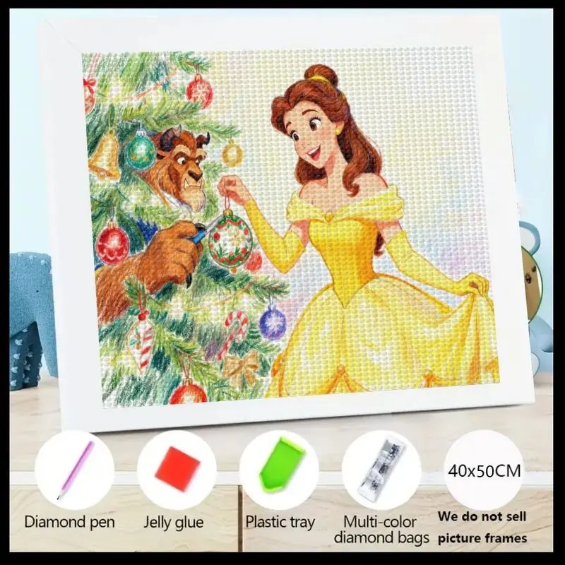 

1 шт. 5D DIY комплект алмазной живописи, Disney Beauty and the Beast Belle & Beast, украшение рождественской елки, алмазное искусство, полная дрель Rhi