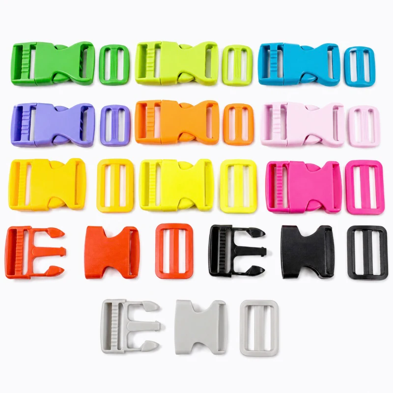 5/10Sets 20/25/32/38mm Quick Side Release Plastic Buckle with Tri-glide Slide Clip for Bag Strap Closure Adjust Replacement Hook
