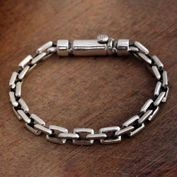 QN Silver Color European and American Fashion Personality Bracelet Trendy Men's Buckle Simple Wild Retro Couple Jewelry