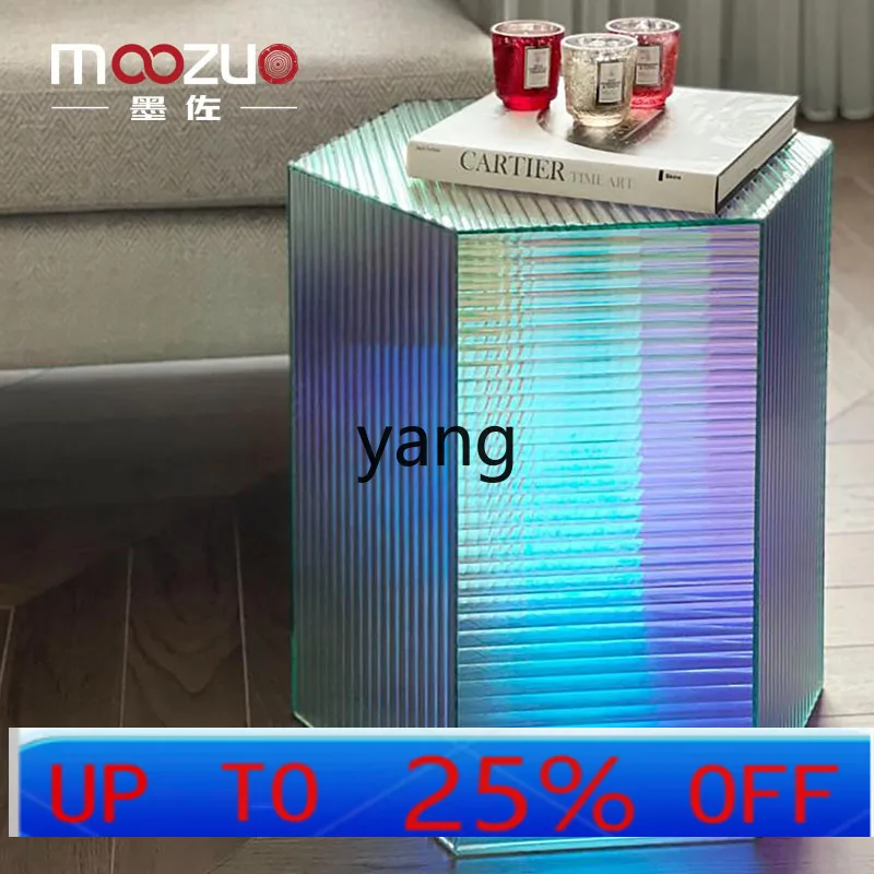 

LH Italian minimalist colorful corrugated acrylic coffee table modern light luxury living room home sofa side table