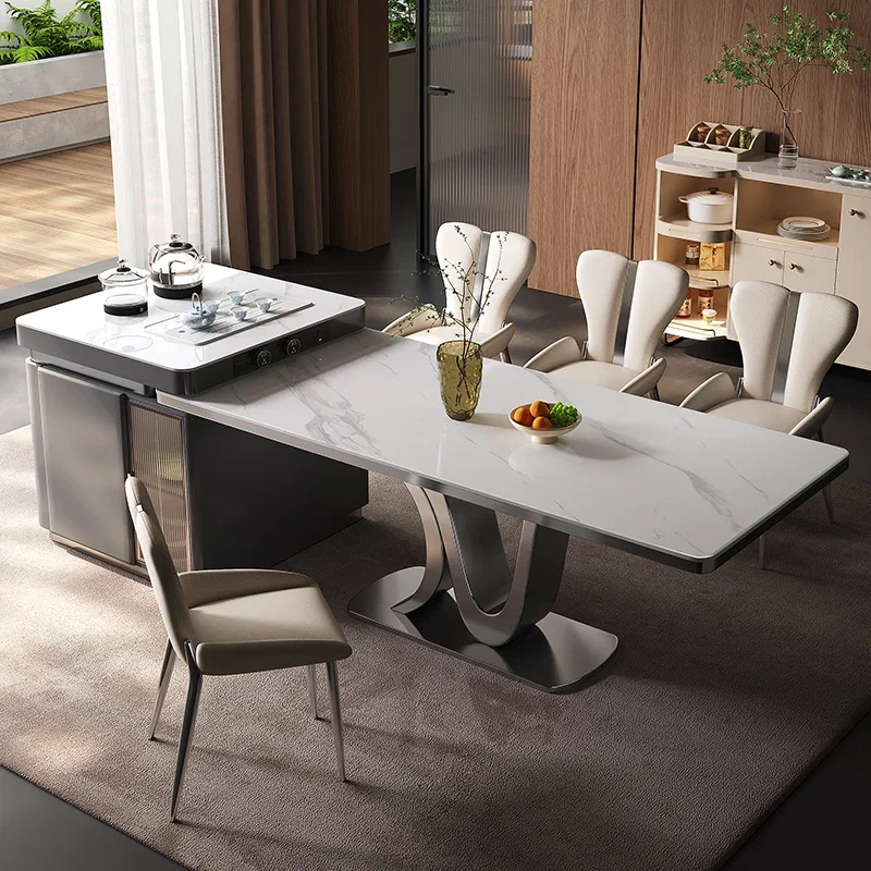 Island Dining Table Integrated Household Retractable Mobile Guide Table High-end Restaurant Rock Slab Collapse