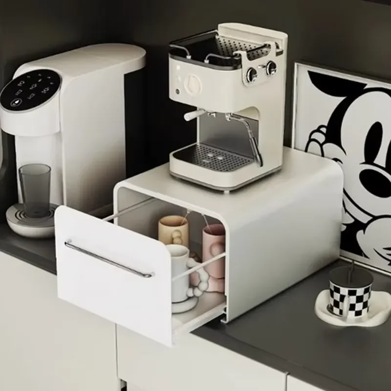 Countertop Drawer Type Storage Box Desktop Coffee Cup Storage Shelf Metal Kitchen Spice Bottle Organize Shelf