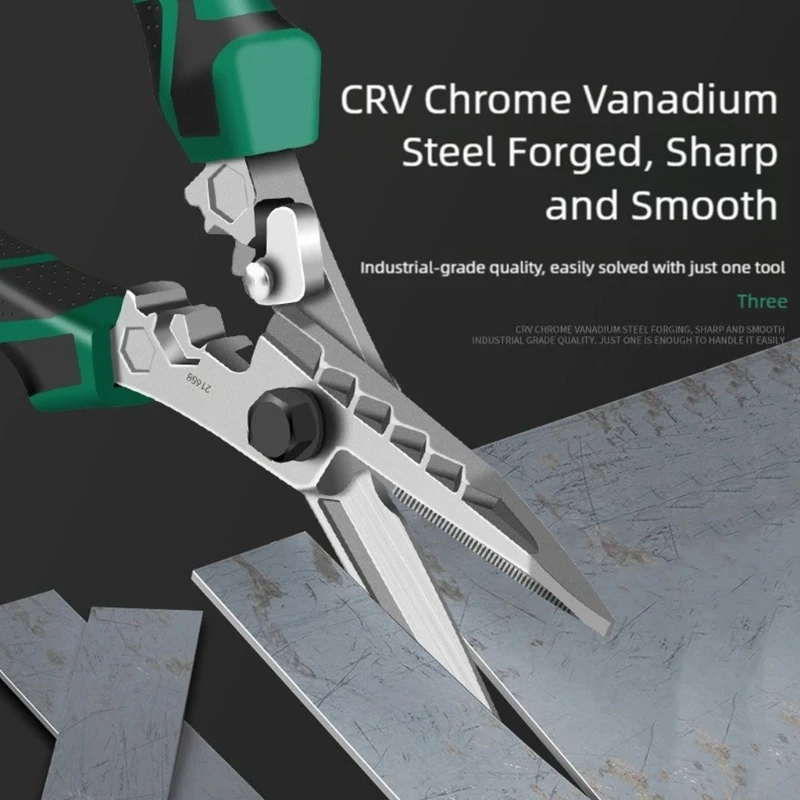 Sechseckiger Doppelzweck-Metallschneider mit ergonomischem Griff und Drahtcrimpfunktion