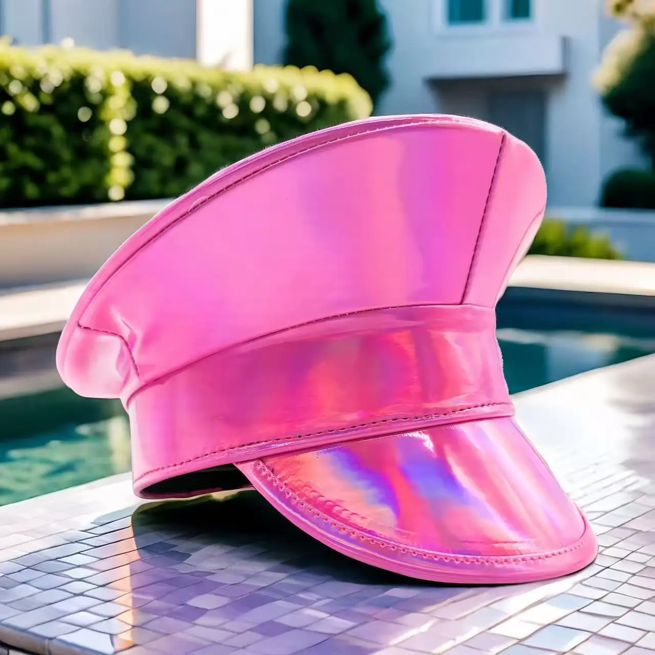 HongLuan レーザーレザーキャプテンハット ラインストーン＆ミリタリーキャップ 女性用、レイブフェスティバルアクセサリー＆パーティーキャップ 男性コスプレ用