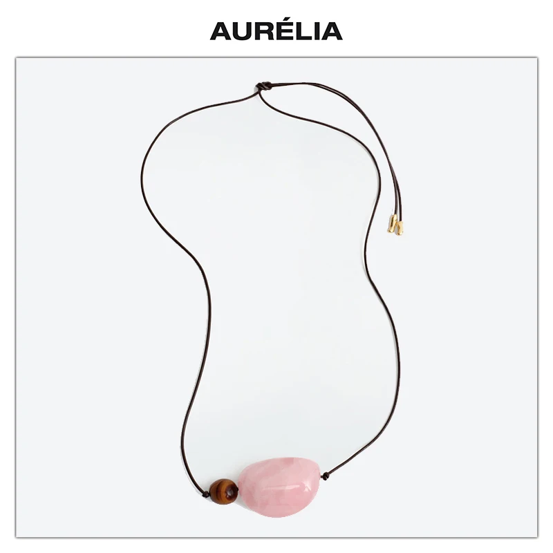

Europe America Fashion Natural Pink Crystal Stone Pendant Necklace Women High Quality Jewelry Accessories