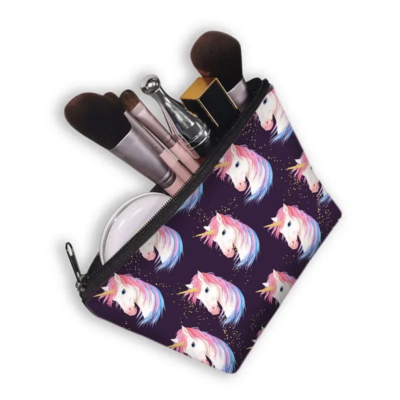 Pink Unicorn Printing Makeuo Bag Women  Rainbow Horse Pattern Leisure Cosmetics Bags For Travel Ladies Portable Makeup Case