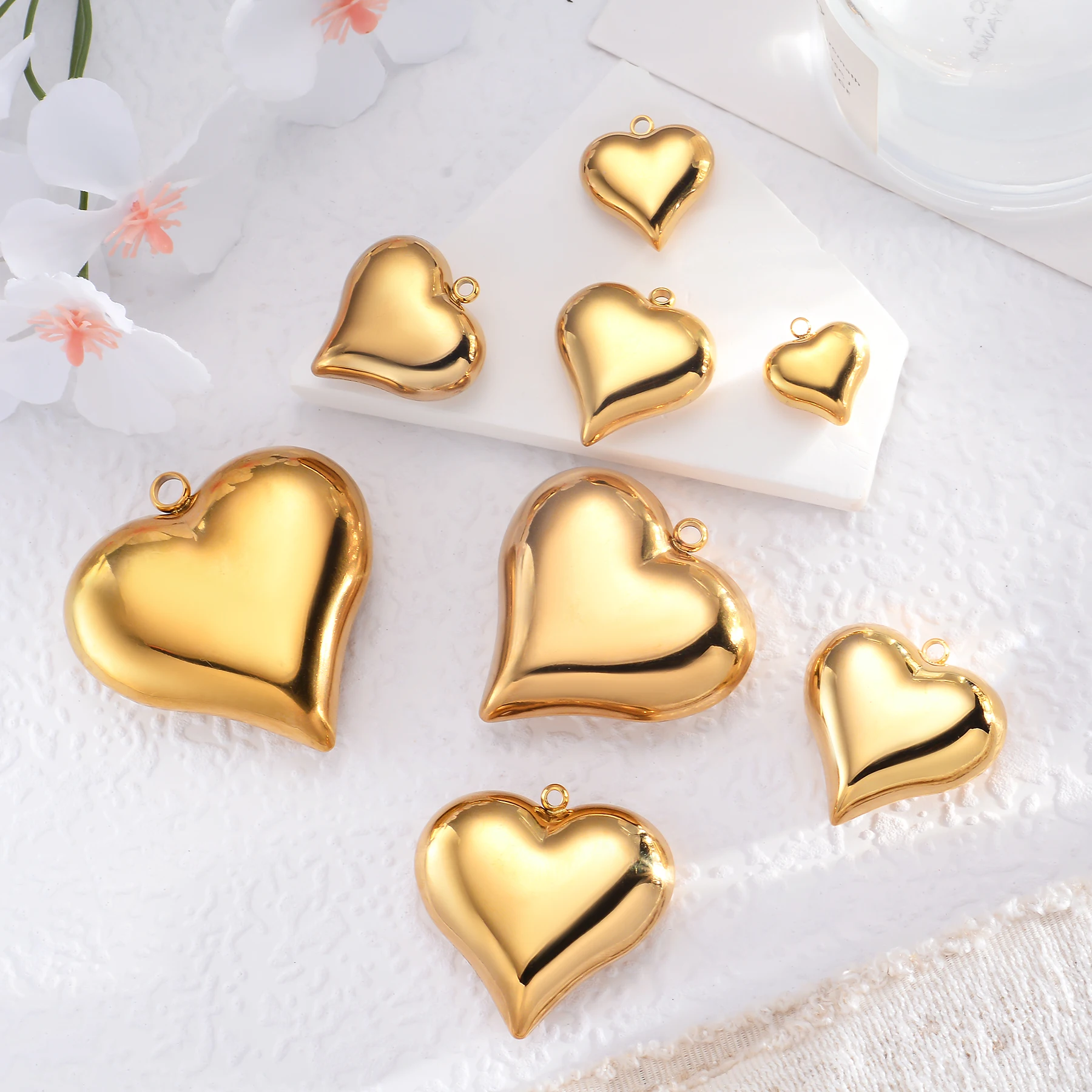 2 قطعة ثلاثية الأبعاد قلادة القلب الكبير عالية الجودة الفولاذ المقاوم للصدأ اكسسوارات ل عقد دي اي واي سوار صنع المجوهرات العثور