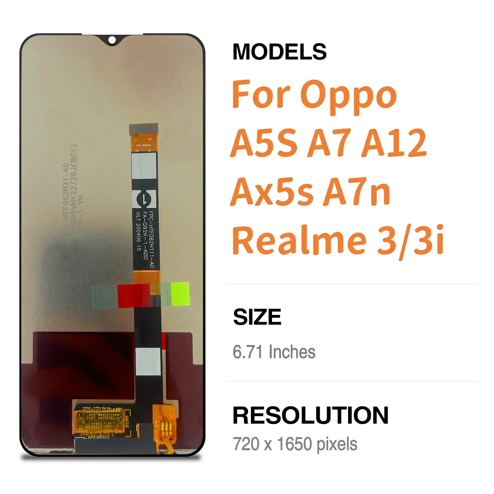 6.71"For Oppo A5S CPH1909 LCD Display Touch Screen Digitizer Assembly For A7 A12 Ax5s A7n Realme 3 Realme 3i Display Replacement