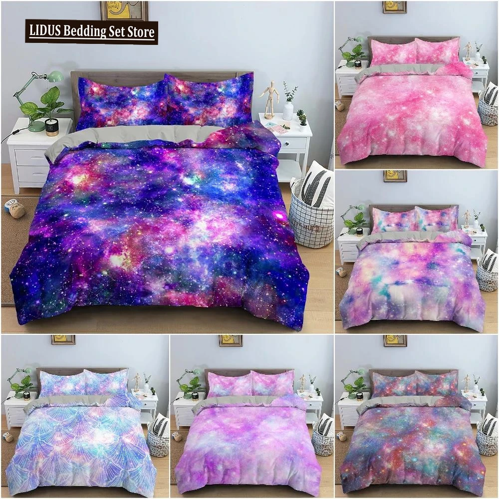 

3D Starry Sky Duvet Cover Set Luxury Galaxy Printed Bedding Set King Queen Full Quilt Cover With Pillowcase Bedroom Decor