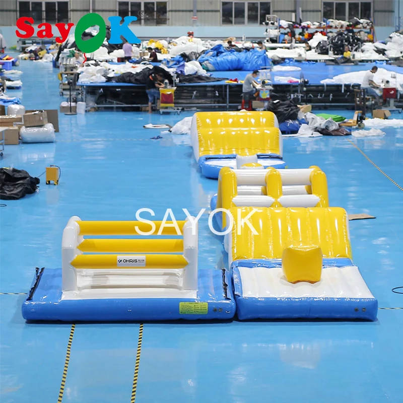 

20m Inflatable Water Park for Pool Party, PVC Inflatable Floating Obstacle Course for Swimming Pools/Shallow Water