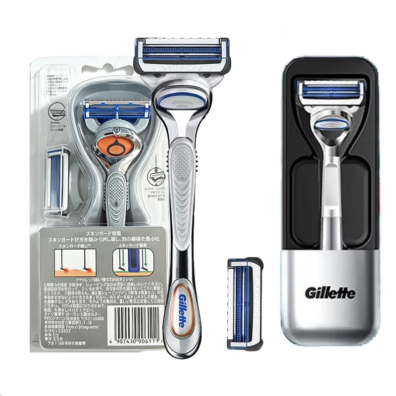 Gillette SkinGuard Manual Razor 2 Nano Thin Blades Skin Guard Comb Lubrication Strips For Sensitive Acne Skin Beginner Shaver