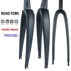 carbon fork Carbon Fiber Bike Road Fork Bicycle Parts Hard Fork 700C V&Disc Brake Tapered / Straight 1-1/8 to 1-1/2 & 1-1/8