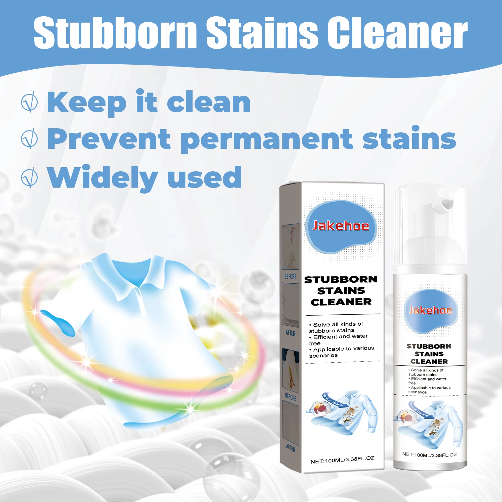 100 ML High Efficiency Active Enzyme Laundry Detergent White Shirt Guardian Works on Most Coffee Mud Grease Oil Stain Remove