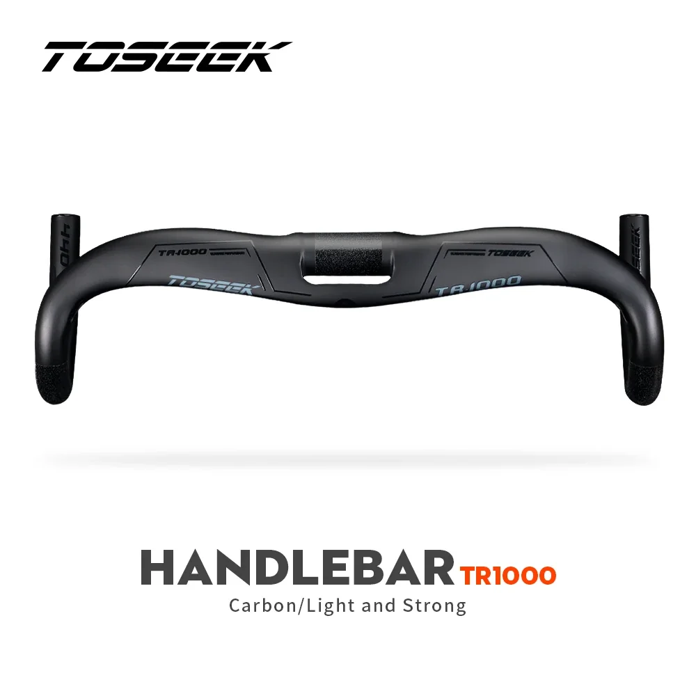 

TOSEEK Road Bike Handlebar TR-1000 Full Carbon Fiber Matt Black Bicycle Internal Wiring 400/420/440mm Clamp Diameter 31.8MM