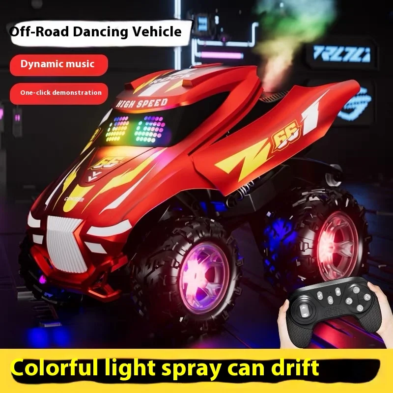 Cross country stunt racing deformation remote control car light music spray dance rotating children boy gift electric toy car