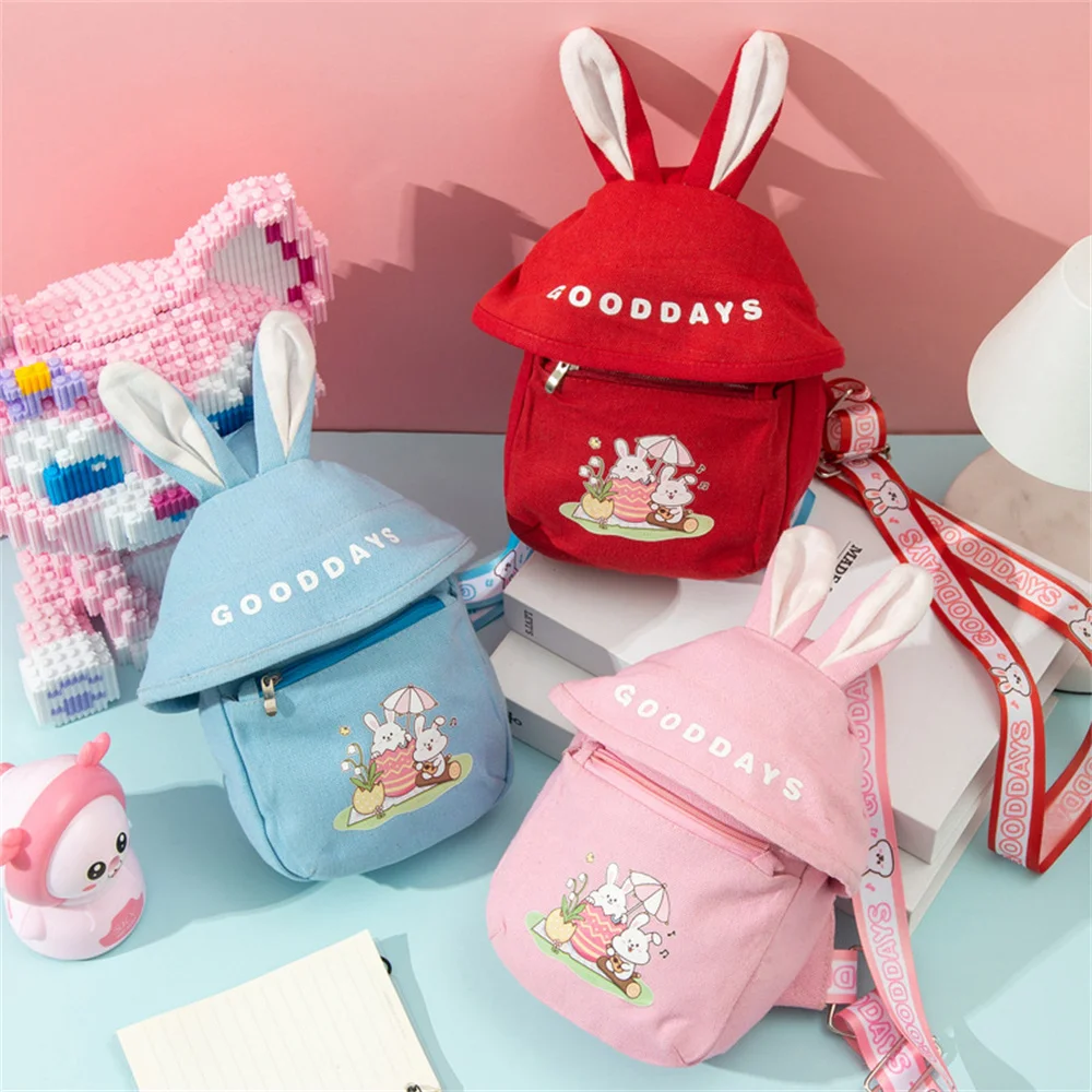 Rabbit Pattern Handbag Small Canvas Bag Large Capacity Candy Bags Children's Crossbody Bag Easter Birthday Gift Wrapping Bags