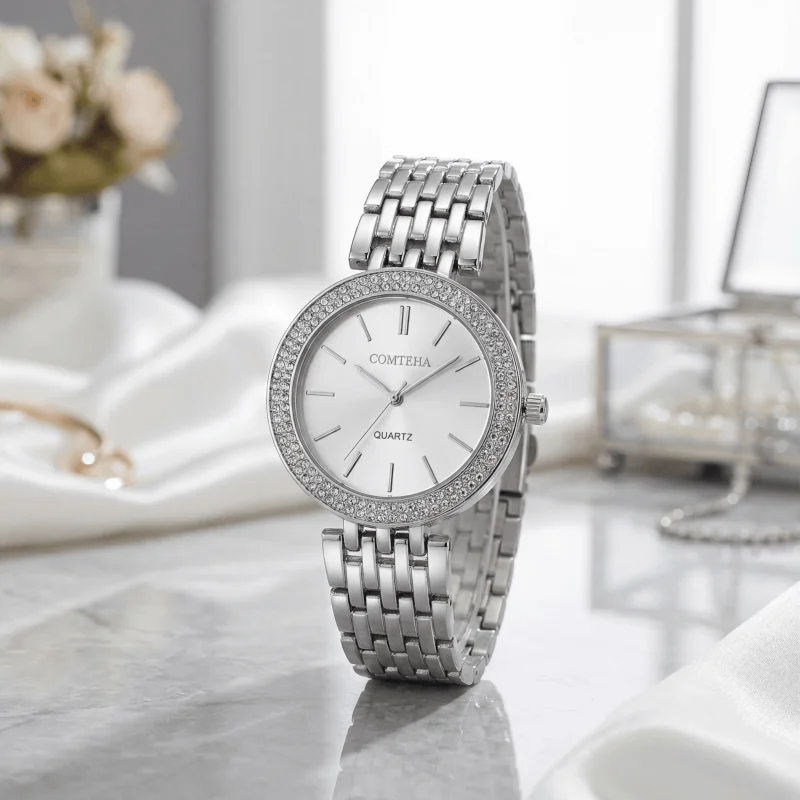 

Модные женские часы, легкие, роскошные, с браслетом из нержавеющей стали, кварцевые, элегантные, для женщин, часы для платья, reloj para mujer