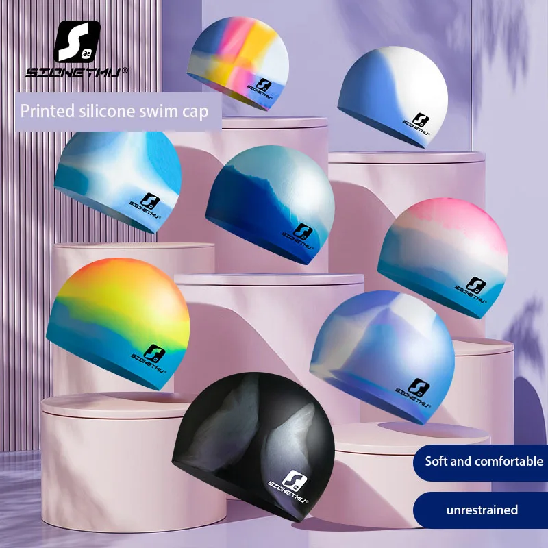 ผู้ใหญ่หมวกว่ายน้ําซิลิโคนผู้ชายและผู้หญิงสีทึบคุณภาพสูงหมวกว่ายน้ําสําหรับผู้หญิงอุปกรณ์สระว่ายน้ําขายส่ง