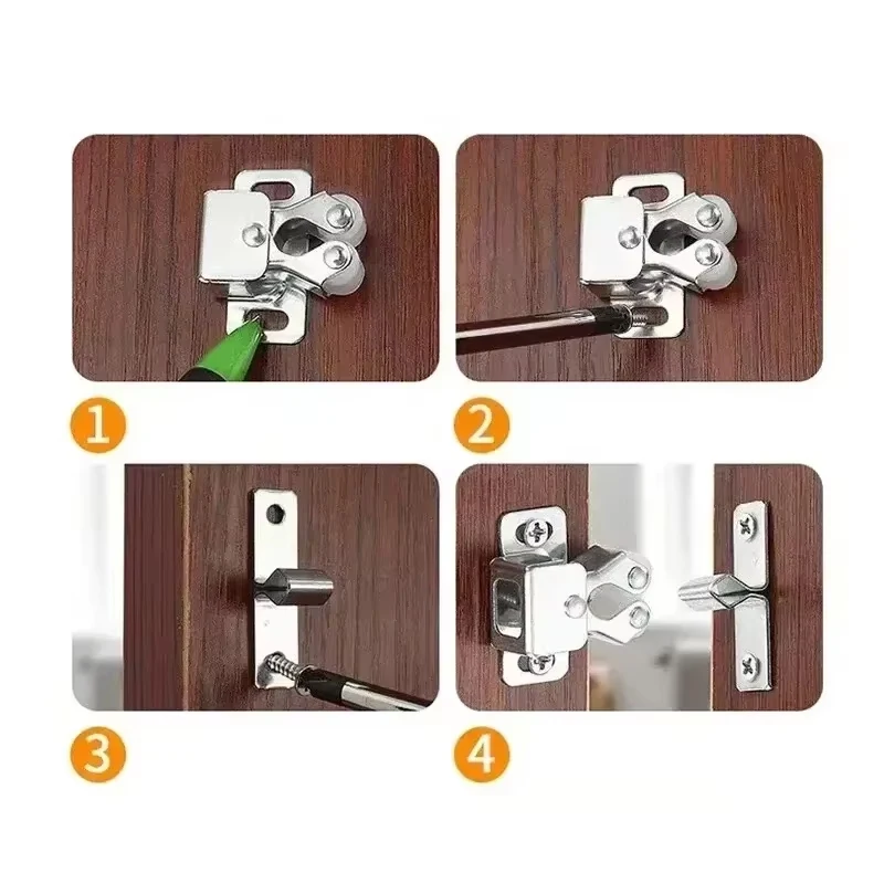 Press The Home Wardrobe Door Buckle Touch The Bead Magnetic Dual Wheel Spring Fixed Lock Buckle Low Foot Cabinet Door Buckle image 5