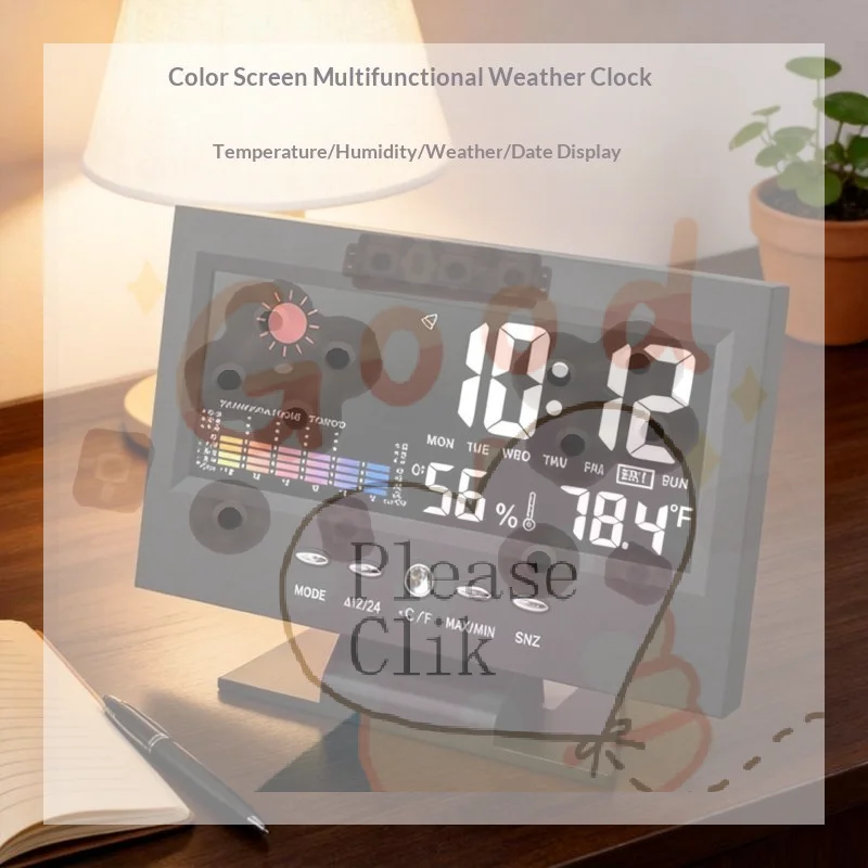 【HG】Multi-functional Weather Station Clock  Hygrometer Calendar Digital LCD Display Temperature And Humidity Meter