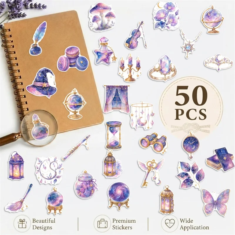 10/30/50PCS Magic Starry Sky Hat Sticky Sticker Aesthetic DIY Hand Accounting Decoration Scrapbooking Stationery Supplies