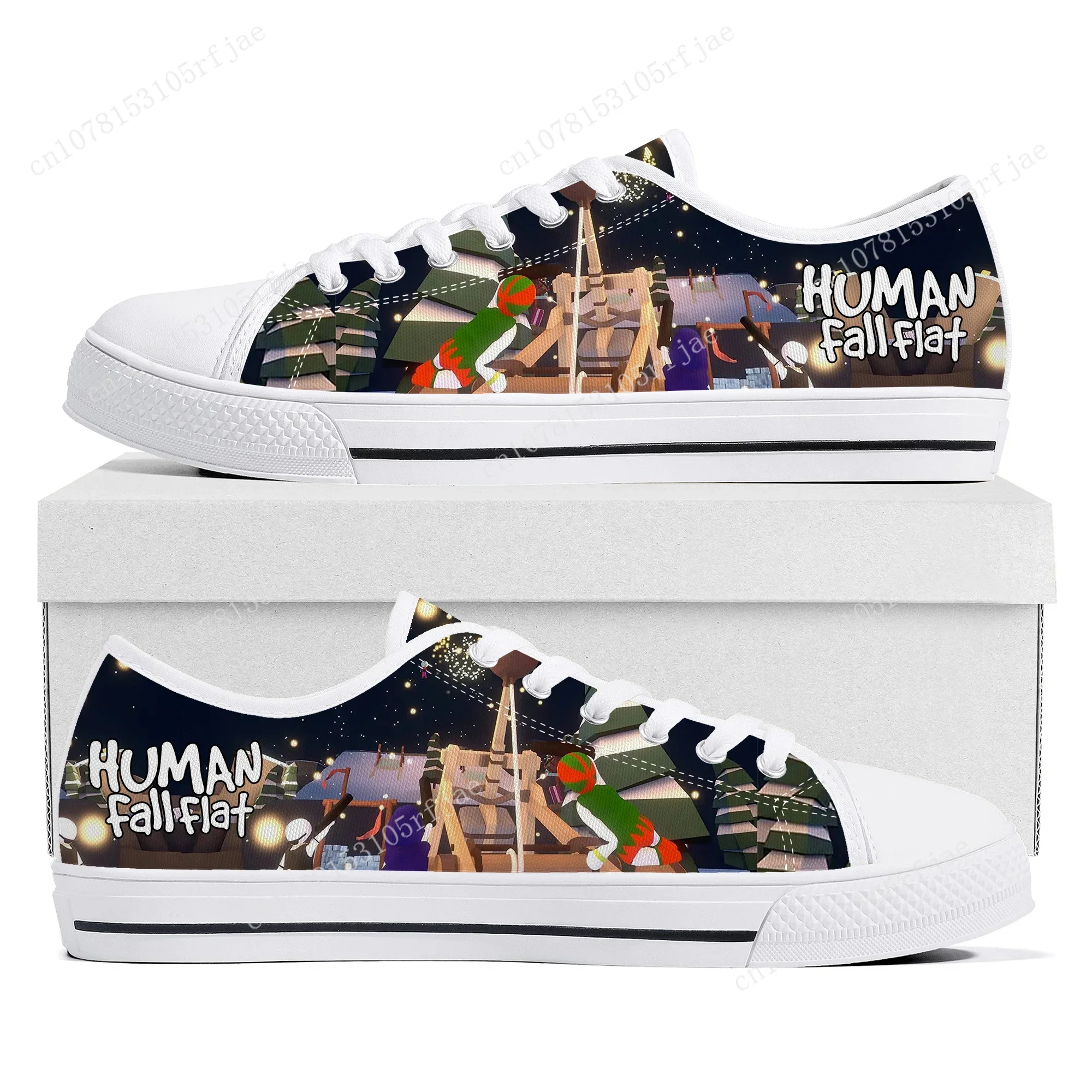 Cartoon Game Human Fall Flat Low Top Sneakers Womens Mens Teenager Canvas Sneaker Couple Fashion Custom Built Shoes