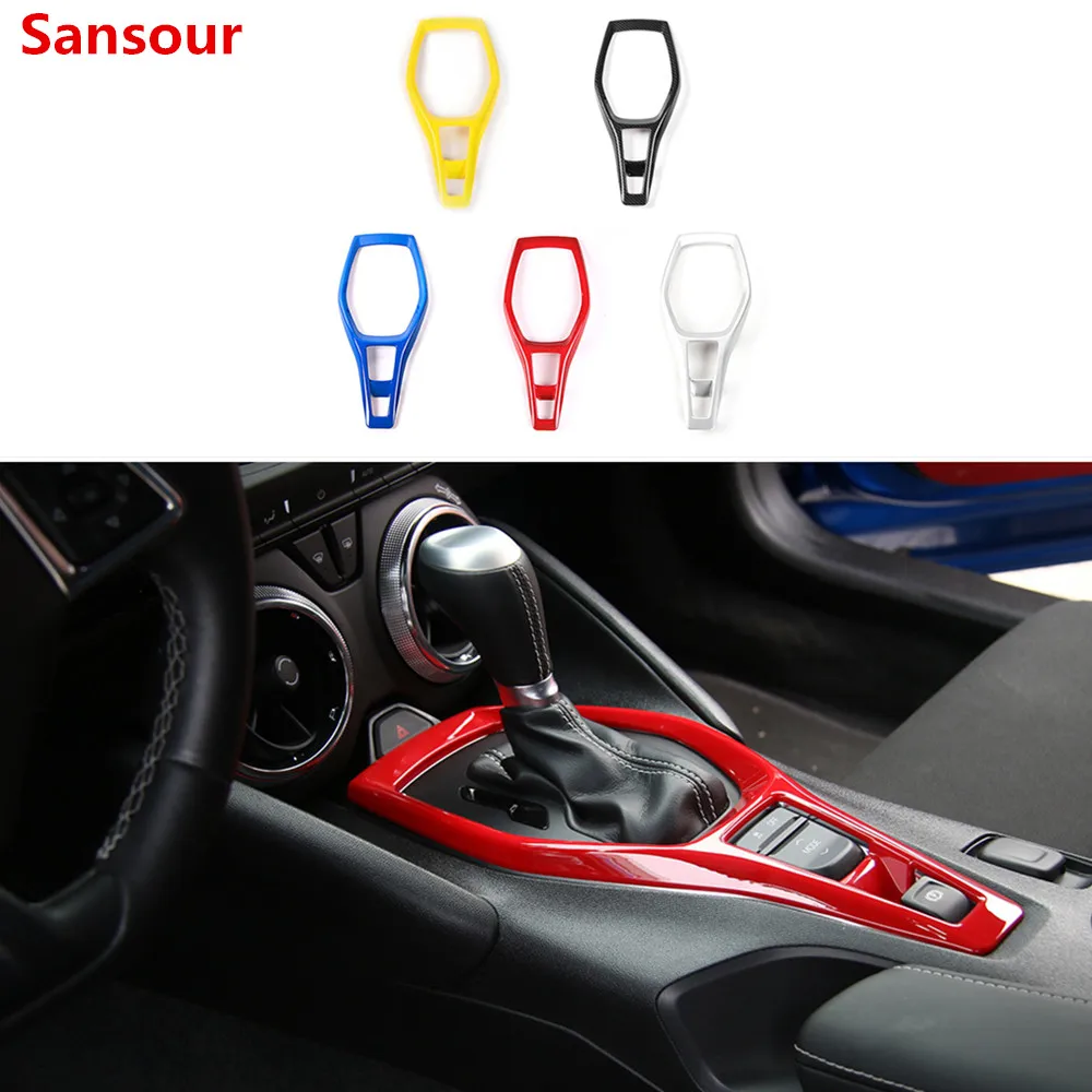 Sansour ABS Car Interior Gear Shift Panel Decoration Frame Cover Stickers for Chevrolet Camaro 2017 Up Car Accessories Styling