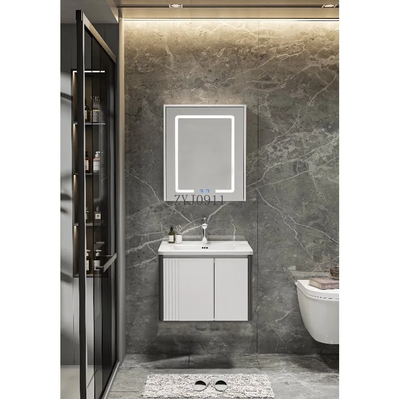 أثاث الحمام الغرور بالوعة واحدة ومزدوجة مرآة حمام الفندق حوض غسيل غرفة النوم