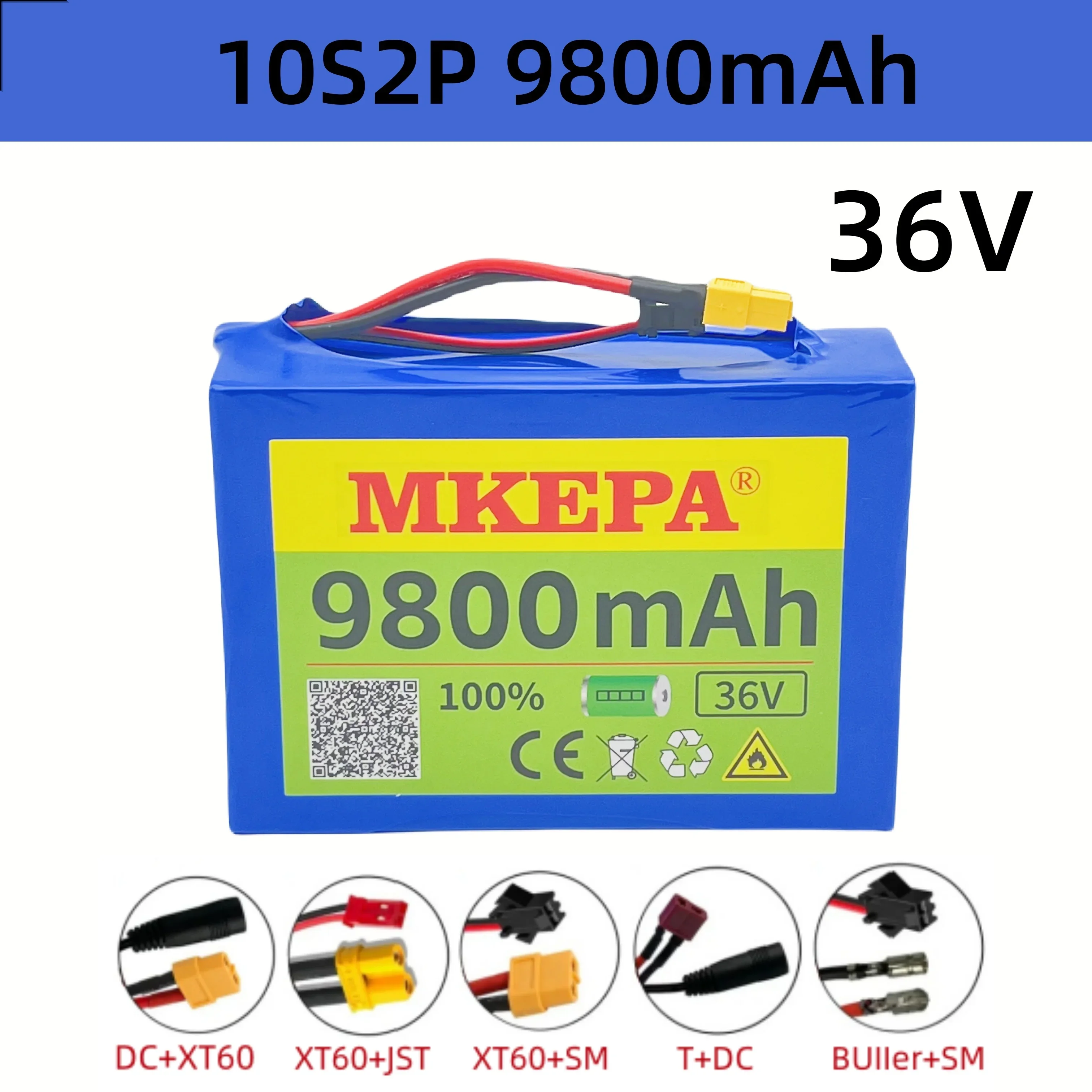 10S2P 36V 9800mAh large capacity 18650 lithium battery pack+epoxy board, customizable with multiple plugs