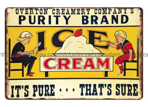 internal decoration Overton Creamery Purity Brand ice cream metal tin sign