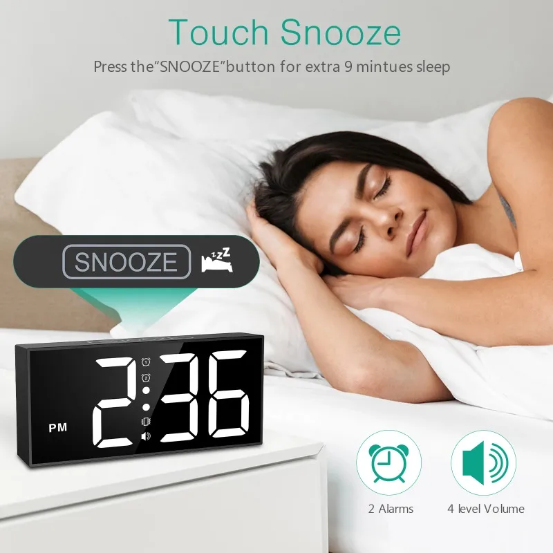 7.5 Inch Vibrating Alarm Clock LED Large Display Bed Shaker Loud Alarm for Heavy Sleepers Hearing Impaired