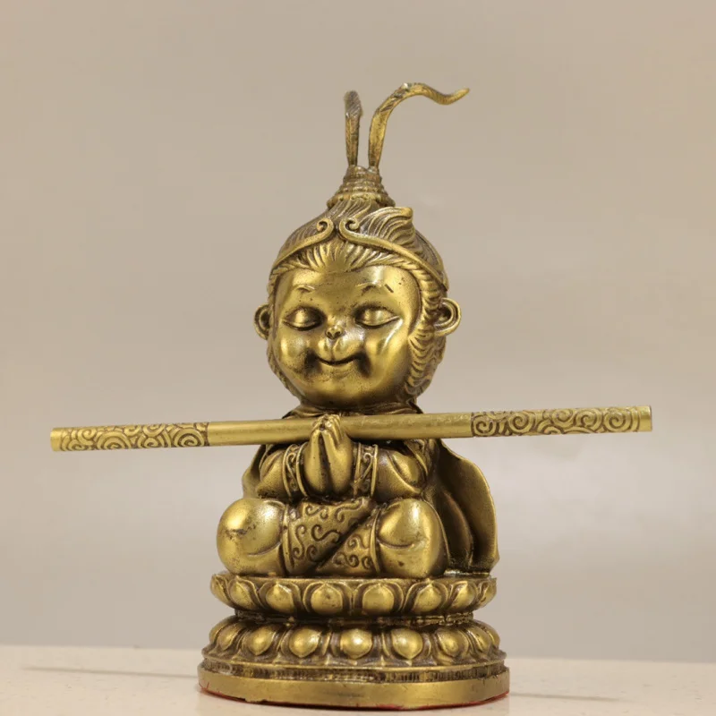 Wholesale Antique Bronze Water Lilies Wukong Brass Ornaments Triumph over the Buddha Qi Tian Da Sheng Desktop Decoration Crafts