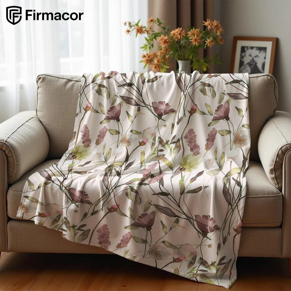 Blush Watercolor Vines Ultra Soft Sherpa Fleece Blanket Fluffy Warm Halloween Cozy Throw for Sofa Couch Bedroom Gift All season