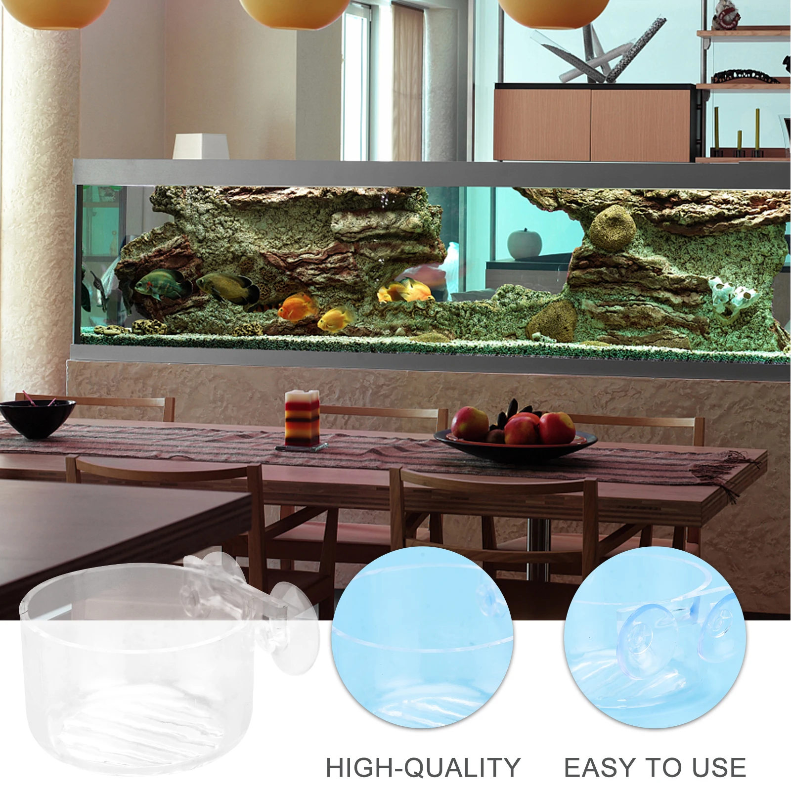 

2pcs Transparent Tank Feeding Container Durable High-End Material Rational Design Aquarium Cleaner Food Storage Bowl Fish Feeder