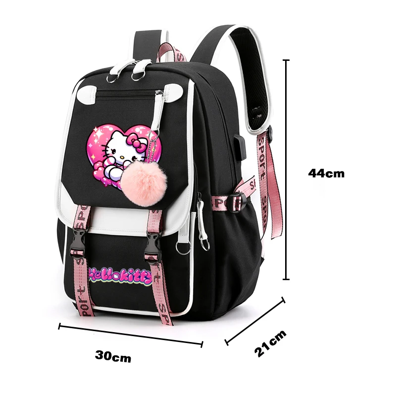 3Pcs/set Anime Hello Kitty Plecak płócienny dla mężczyzn Kobiety Torba podróżna Student Girl Boy Powrót do szkoły Schoobag Mochila