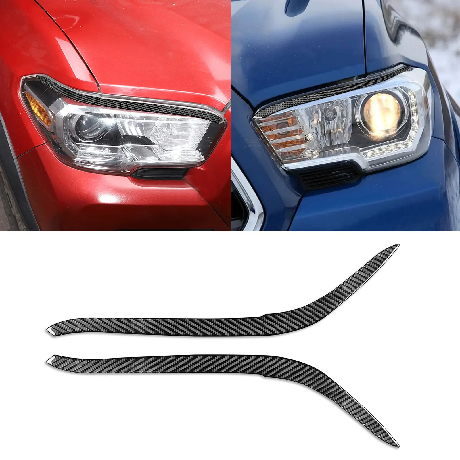 

For Toyota Tacoma Red Carbon Fibre Front Headlight Lamp Eyebrow Trim 2016-2022