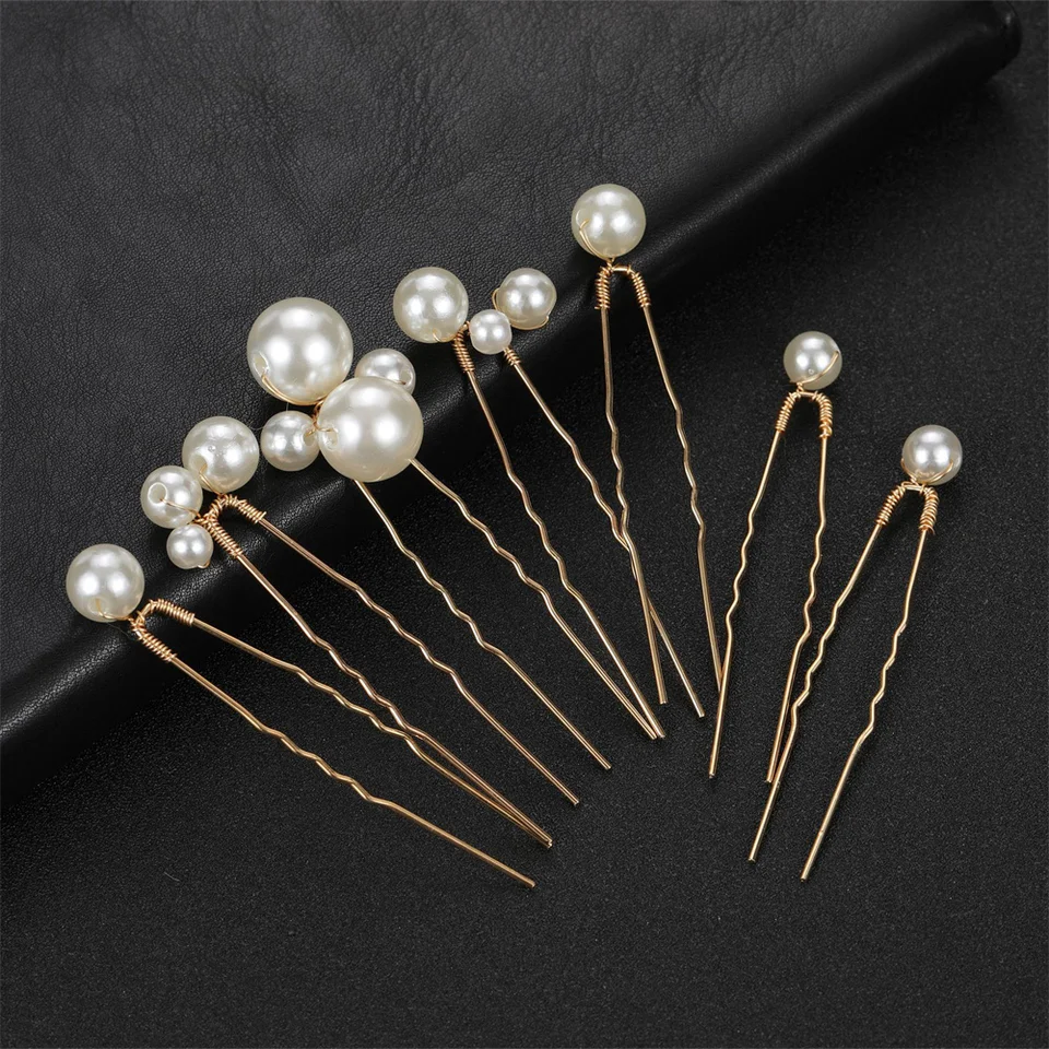 7 Piece Handmade Pearl U Shaped Hairpin Set