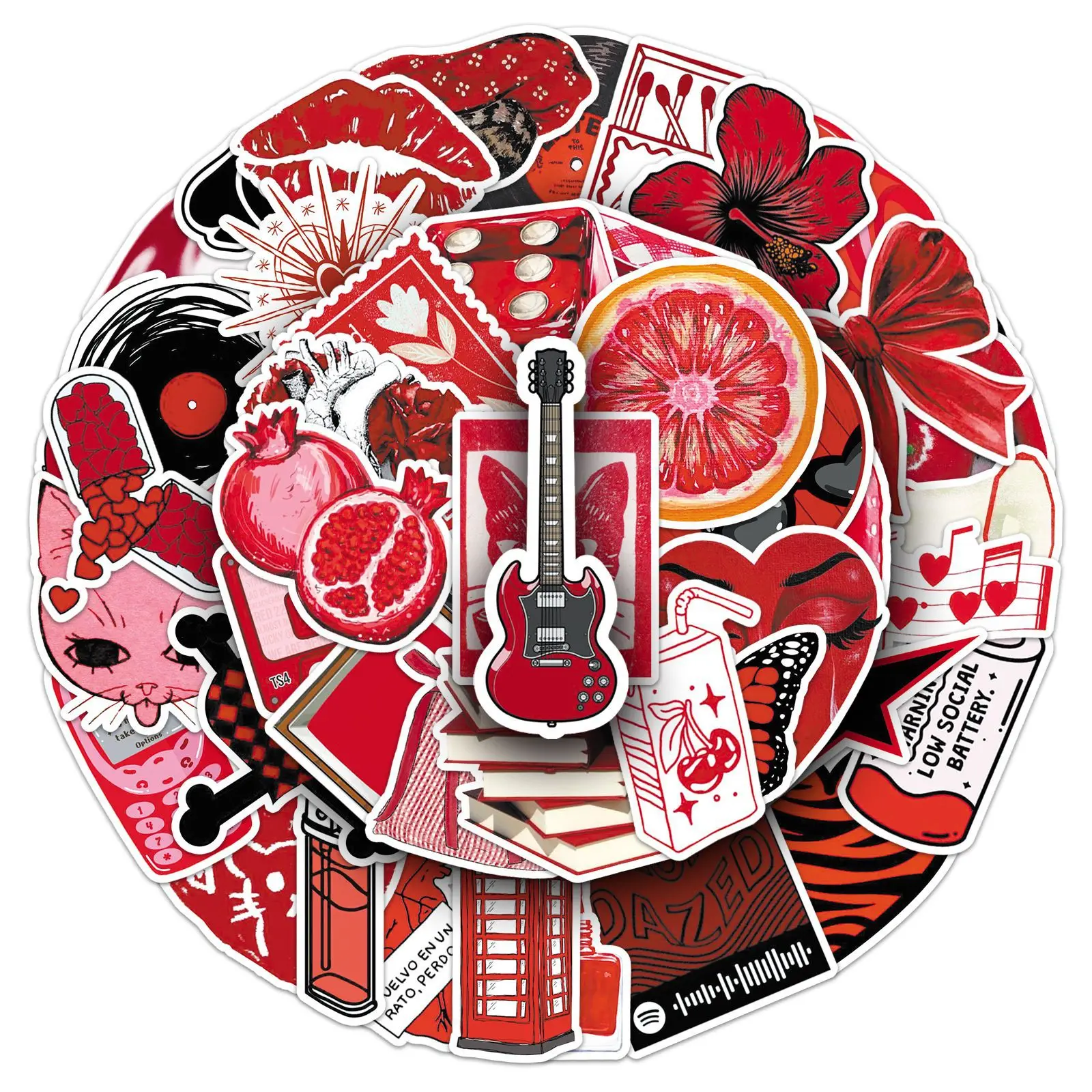 

10/50PCS Y2K Red Style Graffiti Sticker Personality Cool Creative Decoration Water Cup Pencil Case Guitar Waterproof Decal