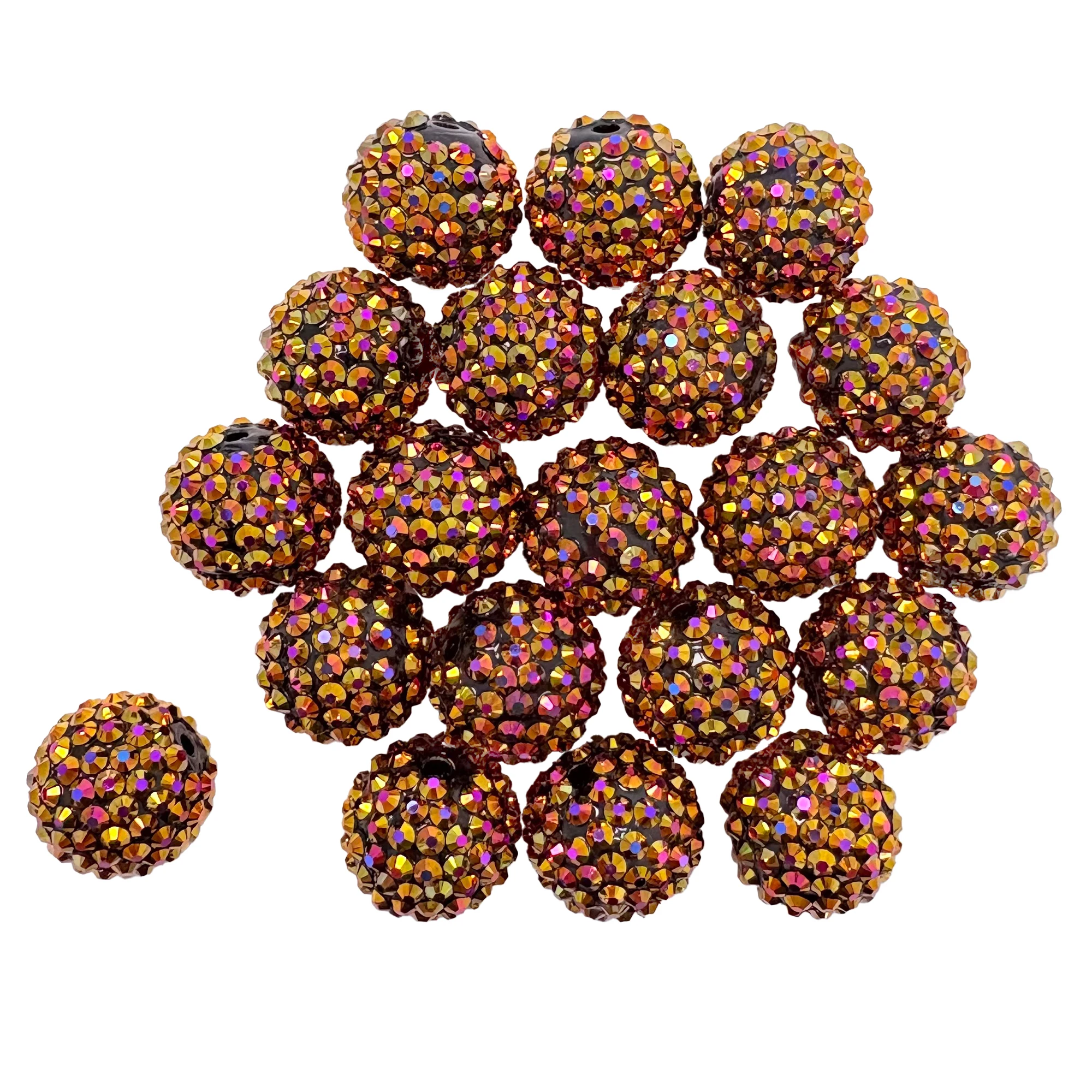 

Коричневые бусины с инкрустацией стразами - аксессуары для рукоделия своими руками для изготовления орнаментов | 20шт/уп