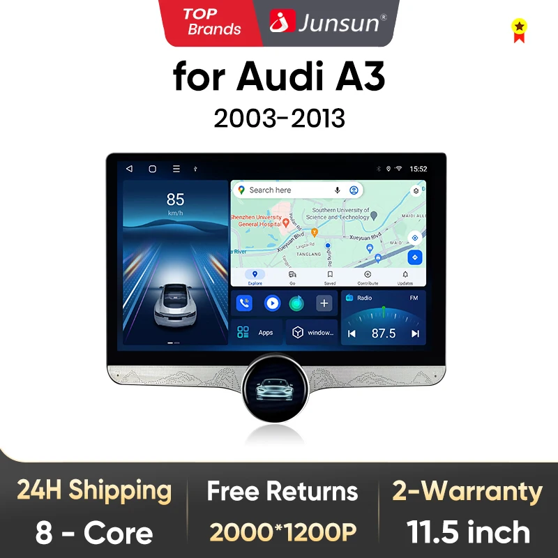 Junsun-qled 2kカーラジオ,11.5インチ,Android 13,Carplay,Audi A3, 2, 8P, 2003-2013,インテリジェントシステム,マルチメディア,ステレオ
