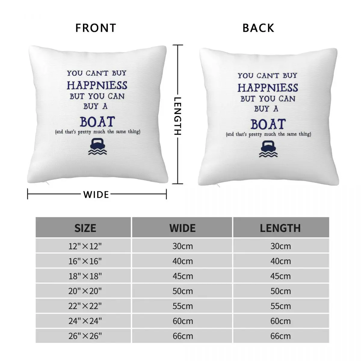 Happiness Buy A Boat Square Pillowcase Polyester Linen Velvet Creative Zip Decor Home Cushion Cover