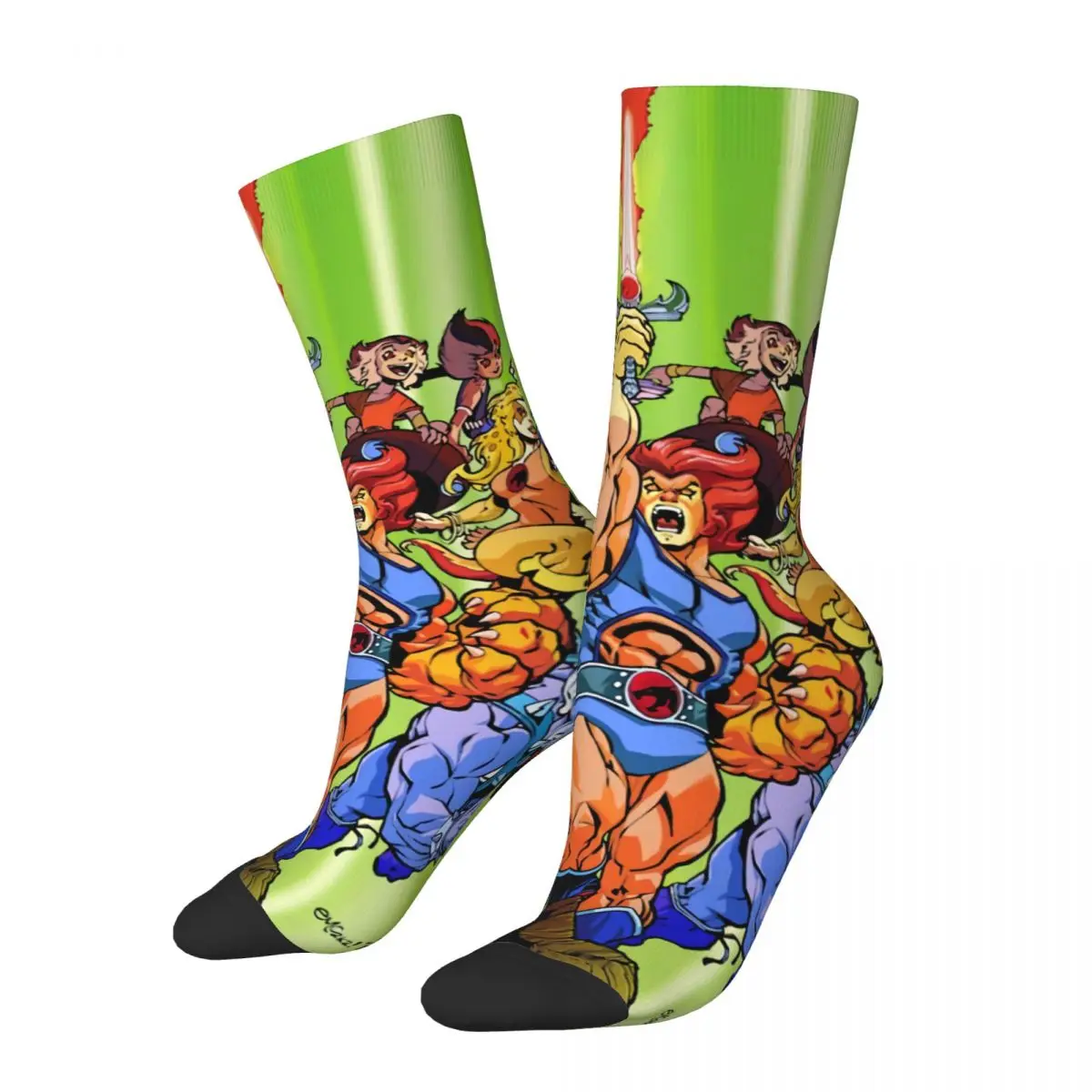 Cartoon Characters With Swords Ready To Fight Kawaii Socks Sports Cartoon Pattern Socks