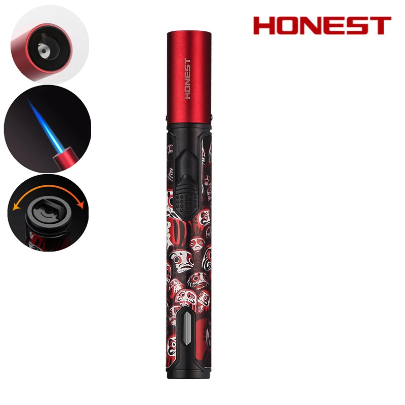 HONEST Pen Holder Airbrush Torch Gas Lighter Metal Kitchen Turbo Windproof Cigar Lighter Cigar Accessories Men's Gadgets Airless