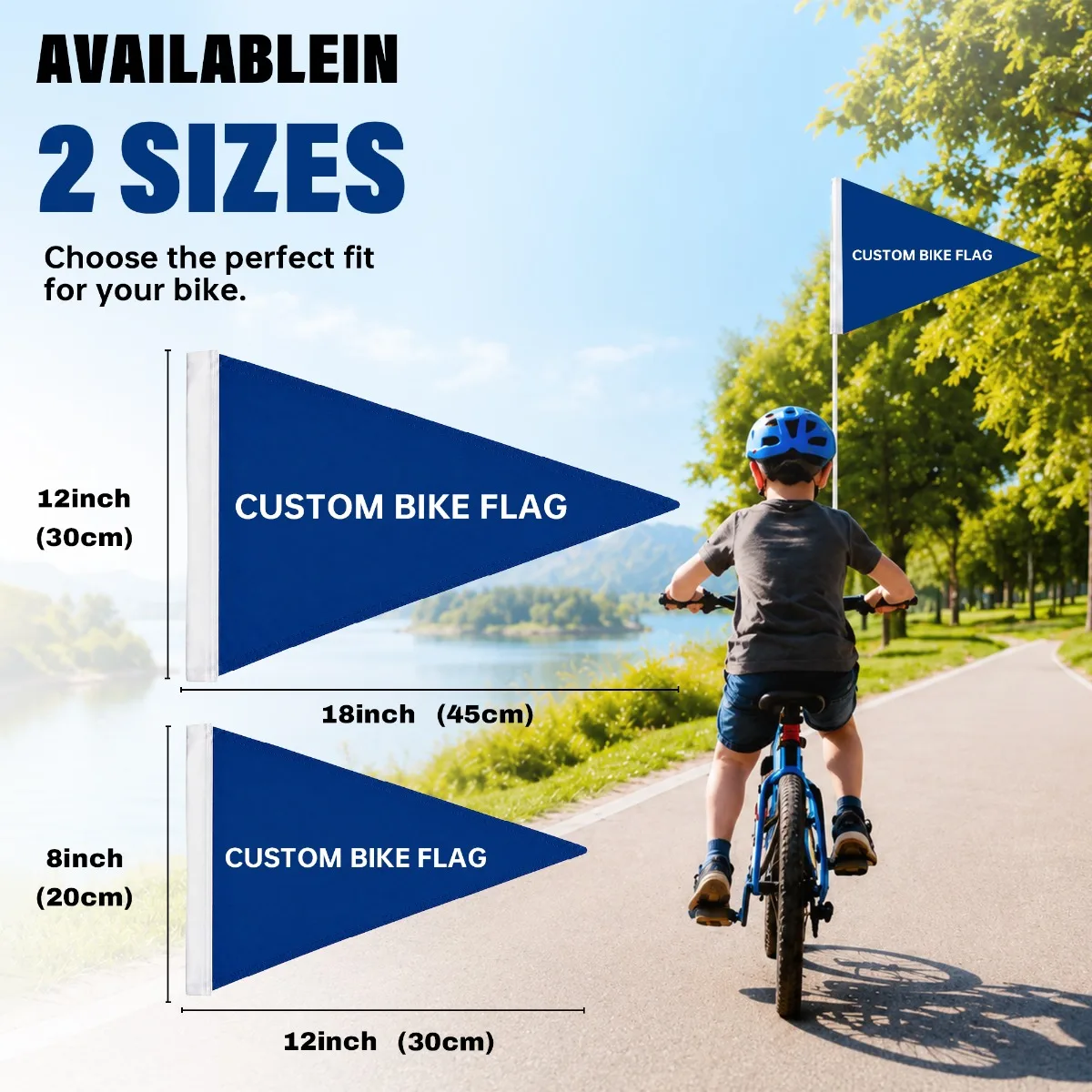 Custom High Visibility Triangular Bike Flag Personalized Print Warning Pennant for Cycling