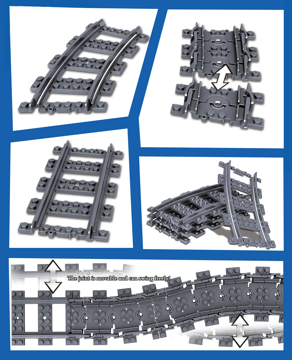 Stadt Zug Gleise DIY MOC Set Gerade Gebogene Flexible Schienen Schalter Gabel Bausteine Kreative Spielzeug für Kinder Modell Montage – Detail 3