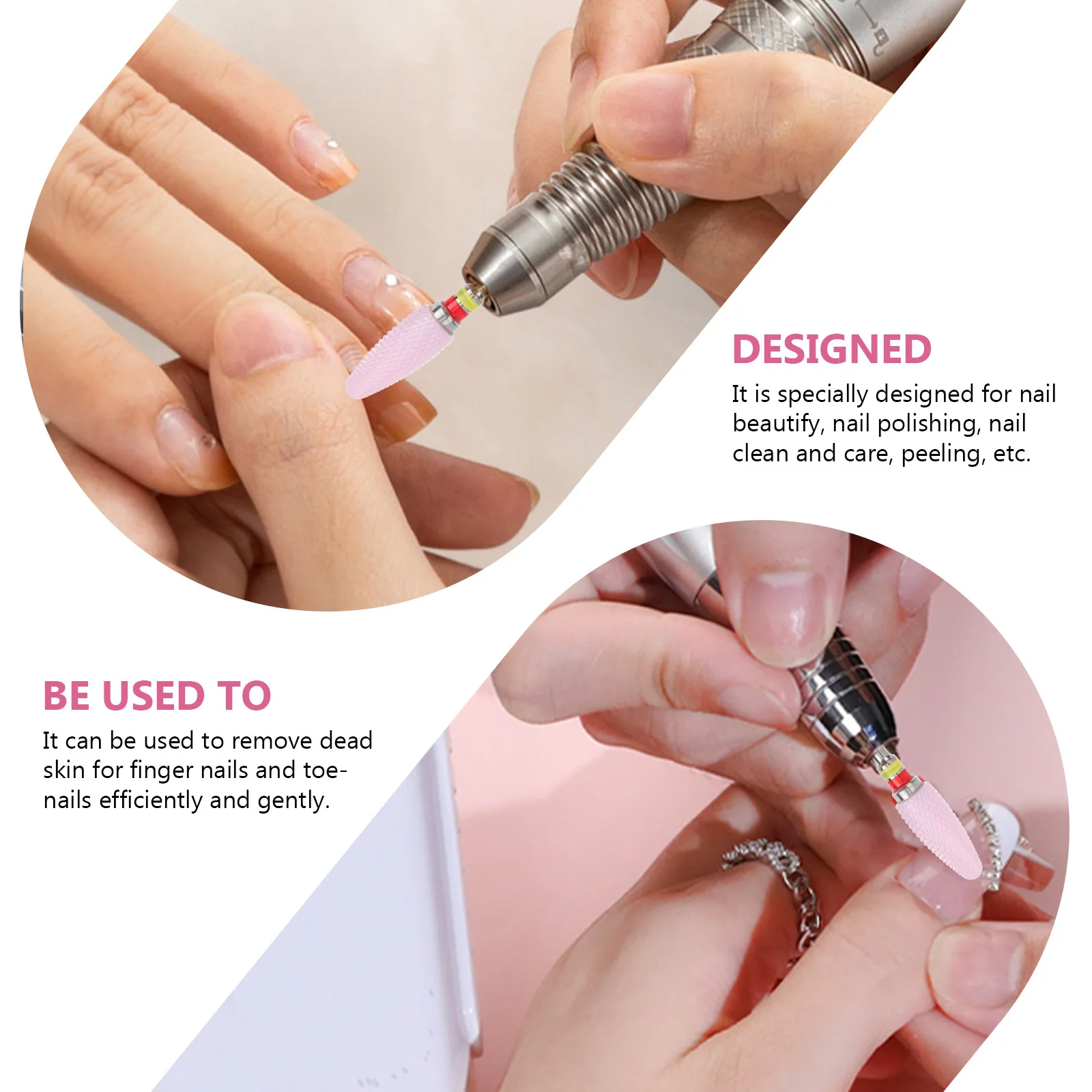 Cabezal de molienda de uñas, broca de manicura de cerámica de acero inoxidable de alta resistencia, herramientas de decoración de uñas, accesorios de manicura