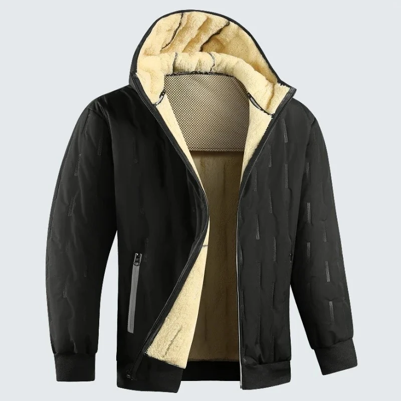 

Парки на подкладке из овечьей шерсти, мужское зимнее утепленное флисовое пальто, тяжелая куртка с капюшоном на молнии, ветрозащитная теплая толстовка на молнии