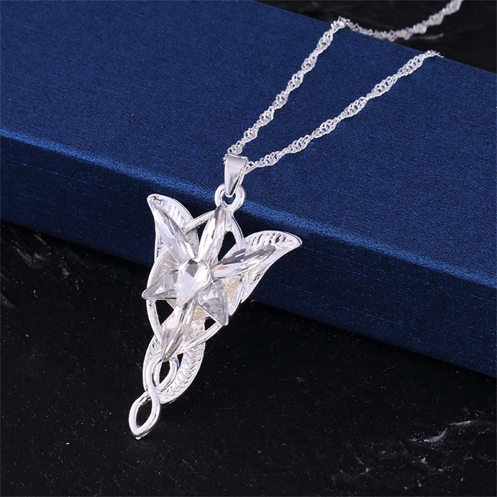 Fashion Arwen Evenstar Necklace The Elves Princess Crystal Cubic Zirconia Stone Pendant Jewelry For Women Gifts